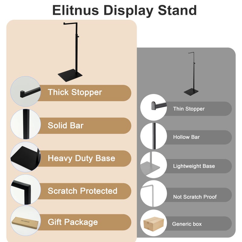 Elitnus Black Bag Handbag Display Stand - Set of 2 Retail Countertop Adjustable Height Purse Display Stands Rack - Metal Purse Display Holder for Trade Show - Image 5